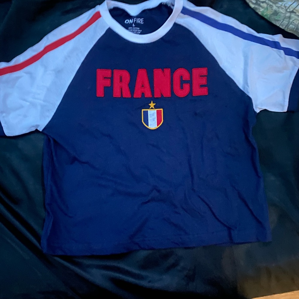 On Fire Kids France Tee - Navy, Red, White